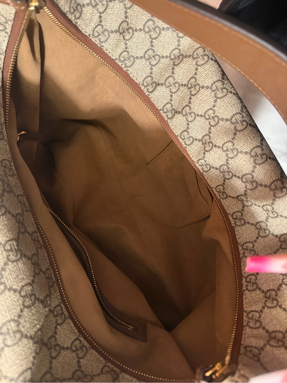 Gucci Brown GG Supreme Canvas Tote with Gold Chain Strap - Picture 2 of 11